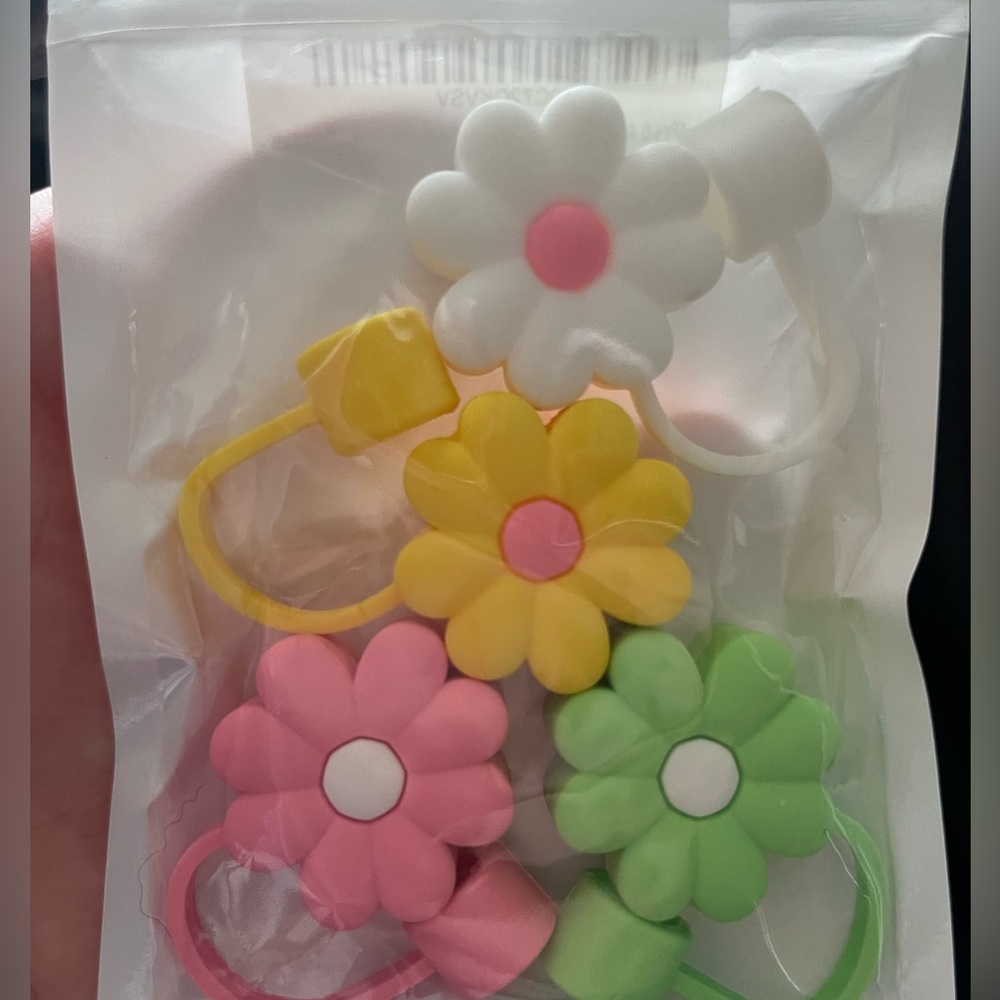 4 pc flower straw toppers